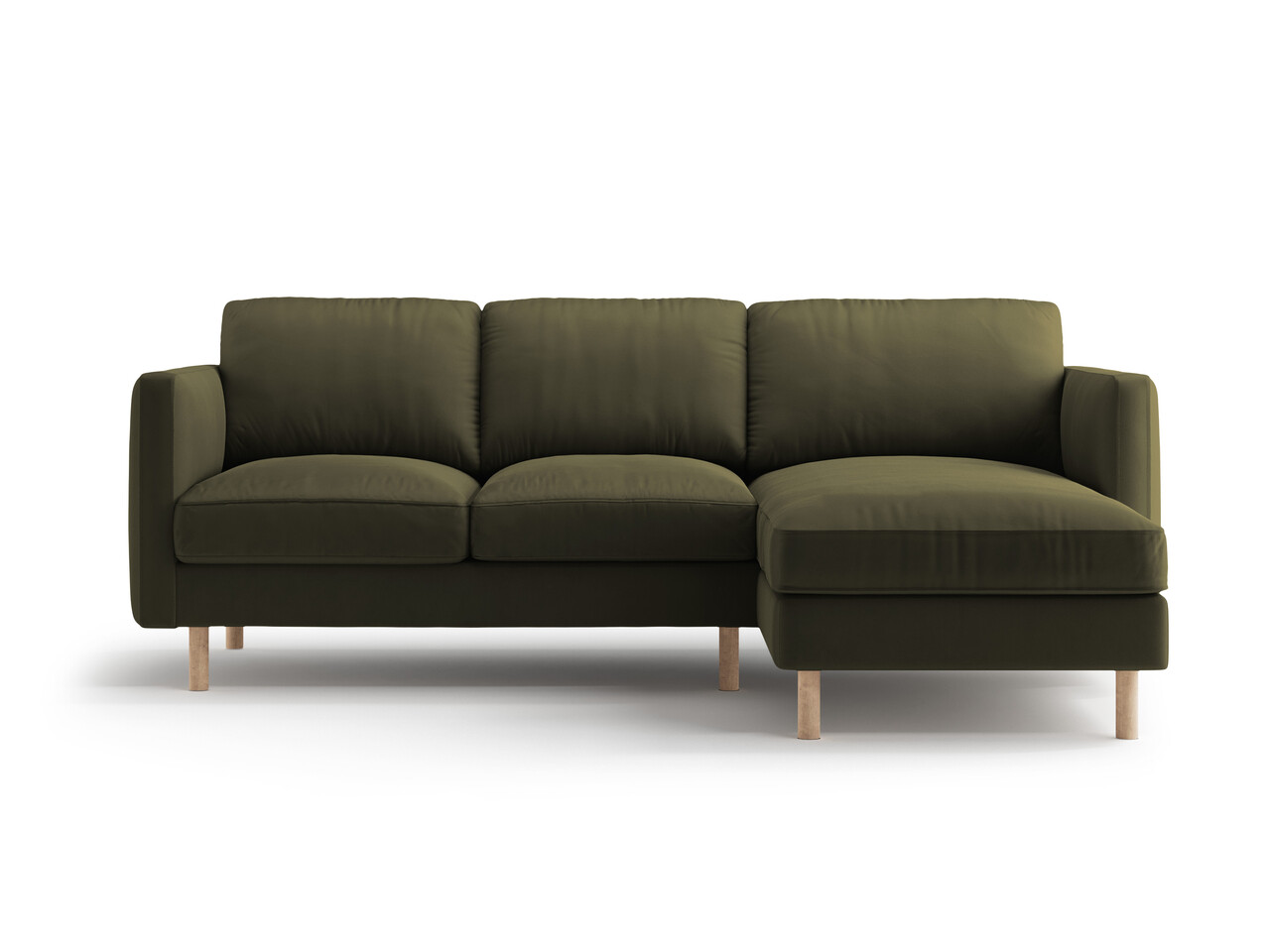 Coltar dreapta 3 locuri, Eden, Micadoni Home, 223x150x90 cm, catifea, verde muschi melanj - imagine 6